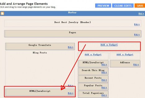 Blogspot Add Gadget