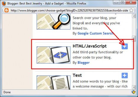 Blogspot Add HTML Javascript