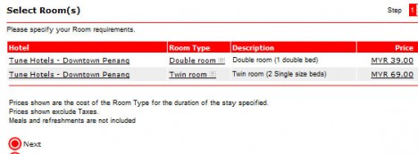 Tune Hotel Select Room