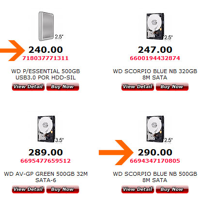 hard disk price